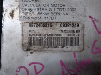 CALCULATOR MOTOR (ECU) OPEL ASTRA G OEM: 09391249/8972406216.
